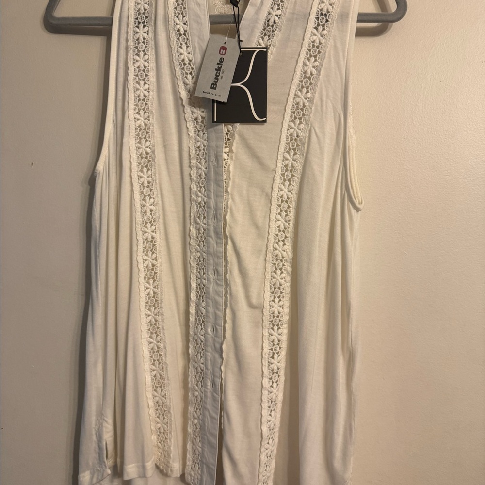 White Lace Trim Sleeveless Top